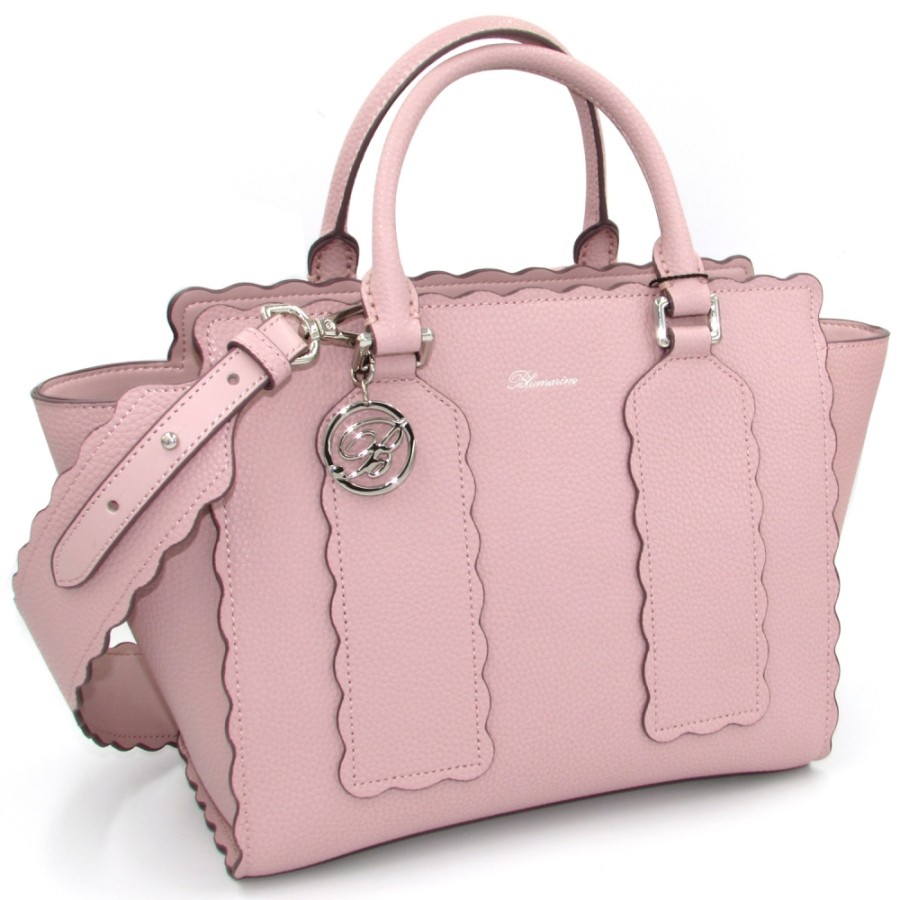 Ladies Bags Blumarine | Blumarine Pink Leather Bag + Wallet In Belle Epoque Style With Wave Decor B83Pwb76004205C