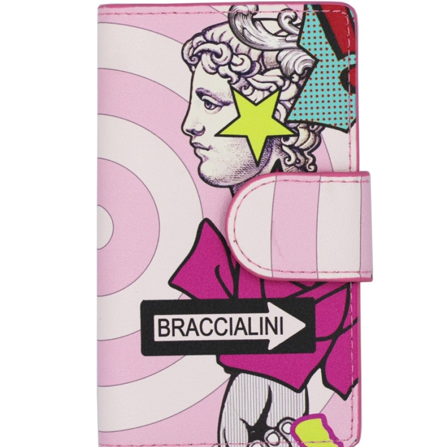 Ladies Accessories Braccialini | Braccialini Pink Key Case With Colored Print B13801