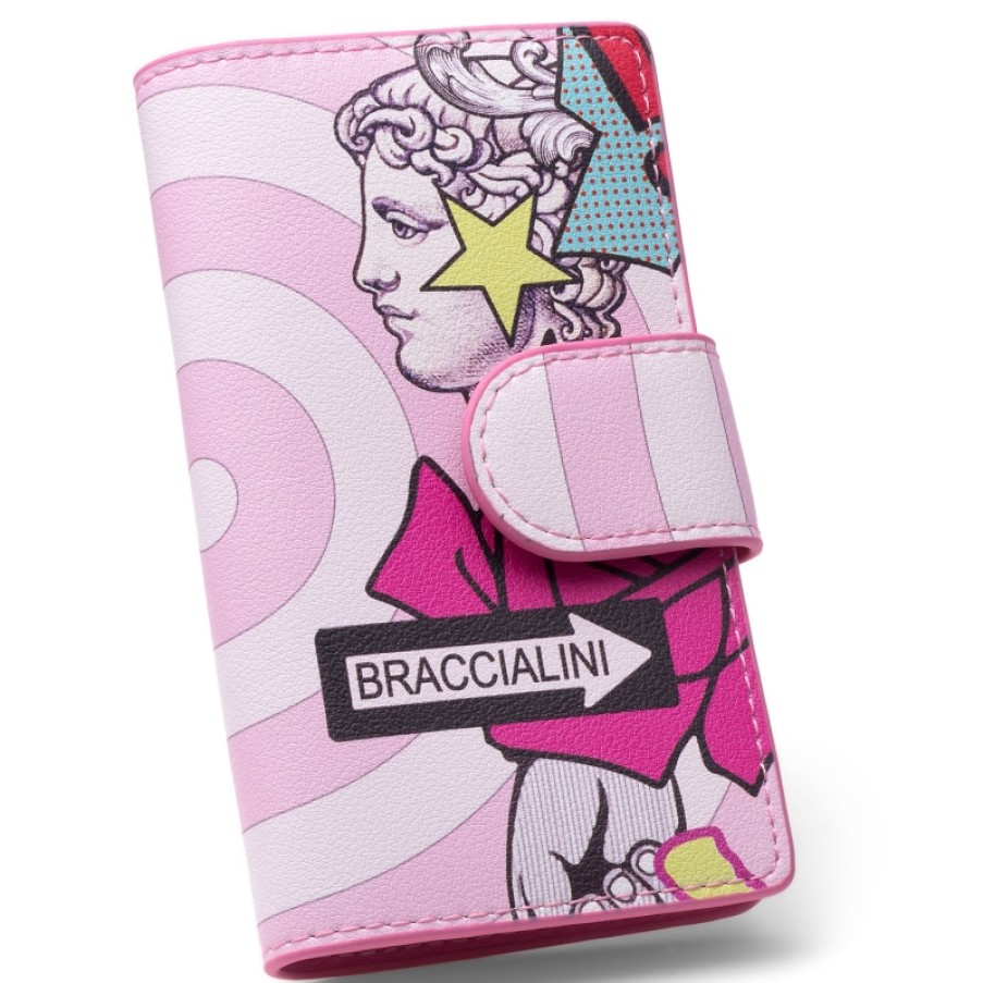 Ladies Accessories Braccialini | Braccialini Pink Key Case With Colored Print B13801