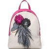 Ladies Bags Braccialini | Braccialini Gray & Fuchsia Leather Backpack With Applique Of Flowers Made In Italy B13613-Gr