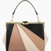 Ladies Bags Cromia | Cromia Beige, Black, Bronze Leather Retro Style Bag, Made In Italy 1405439