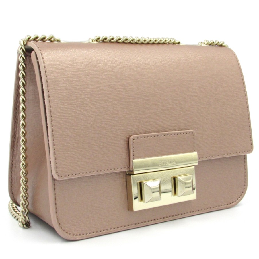 Ladies Bags FURLA | Furla Nude Metallized Leather Crossbody Purse 01016165