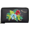 Ladies Accessories Braccialini | Braccialini Women'S Wallet In Black Leather With Flowers Embroidery B12332