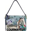 Ladies Bags Braccialini | Braccialini Blue And Turquoise Shoulder Bag With Courmayeur Winter Postcard Image B16803