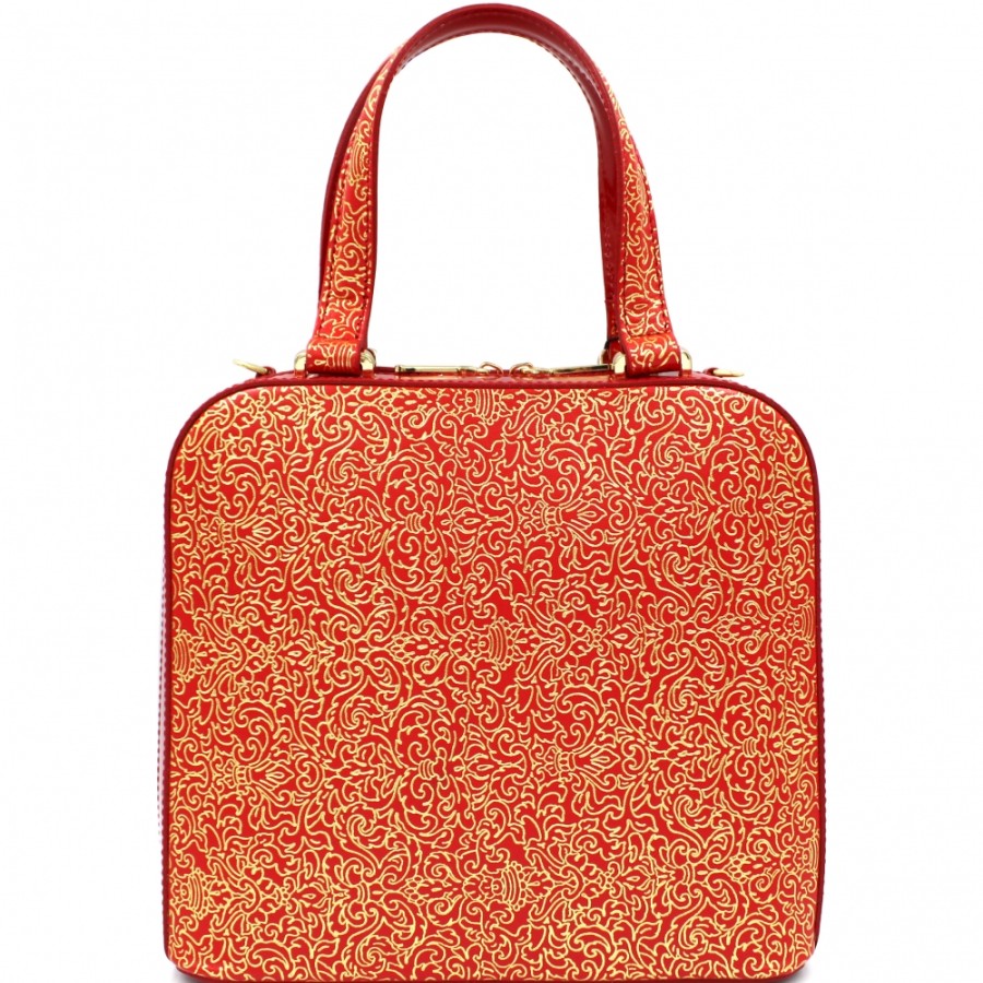 Ladies Bags Gilda Tonelli | Gilda Tonelli Red Leather Bag With Golden Arabesque Ornament Made In Italy 4402