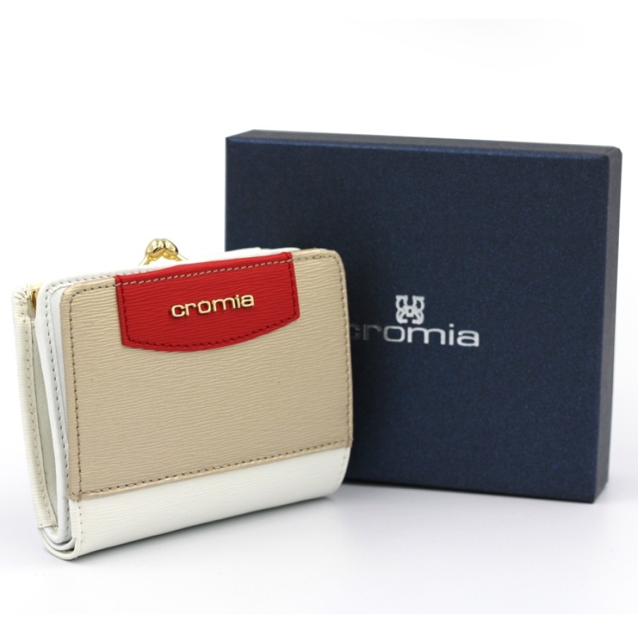 Ladies Accessories Cromia | Cromia Wallet Coin Purse Of White Gold - Red - Leather 8051978067719