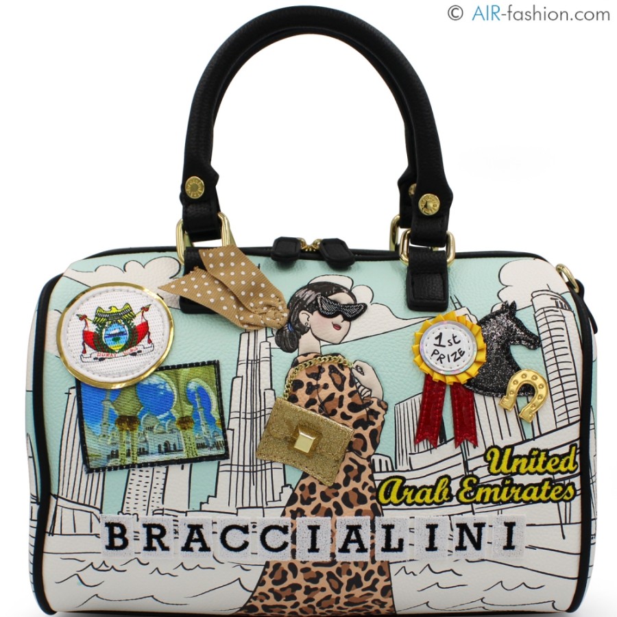 Ladies Bags Braccialini | Braccialini Postcards Bowling Bag, Betting In Dubai Themed B17374-Yy-818-Uni