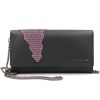 Ladies Bags Cromia | Cromia Clutch Purse Wallet With Chain Strap Of Black Leather With Glitter Made In Italy 26D0879