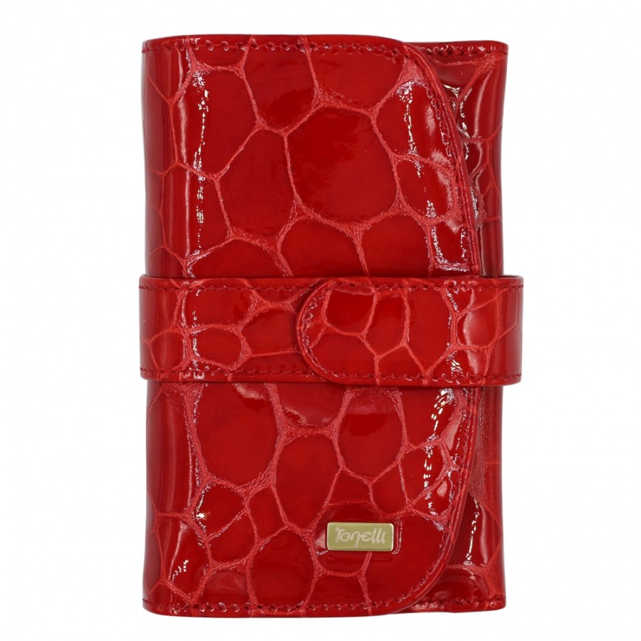 Ladies Accessories Gilda Tonelli | Gilda Tonelli Women'S Fashion Shiny Red Leather Flap Wallet 1218-Rosso