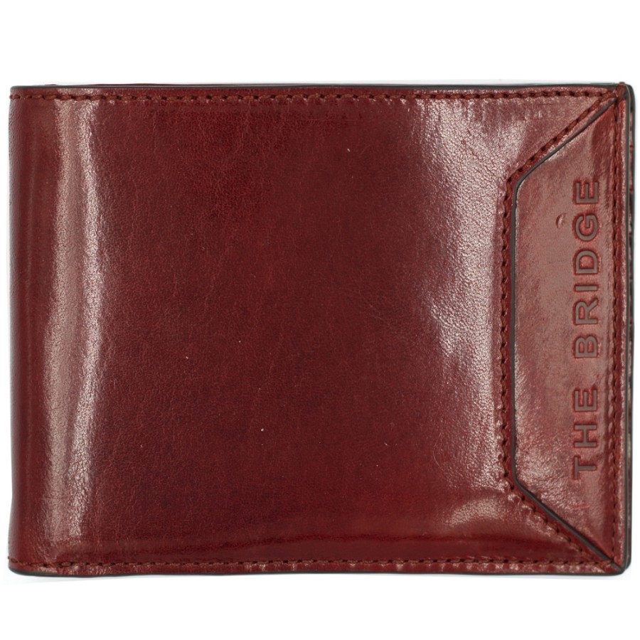 Mens Accessories THE BRIDGE | The Bridge Men'S Elegant Burgundy Leather Wallet 01533901