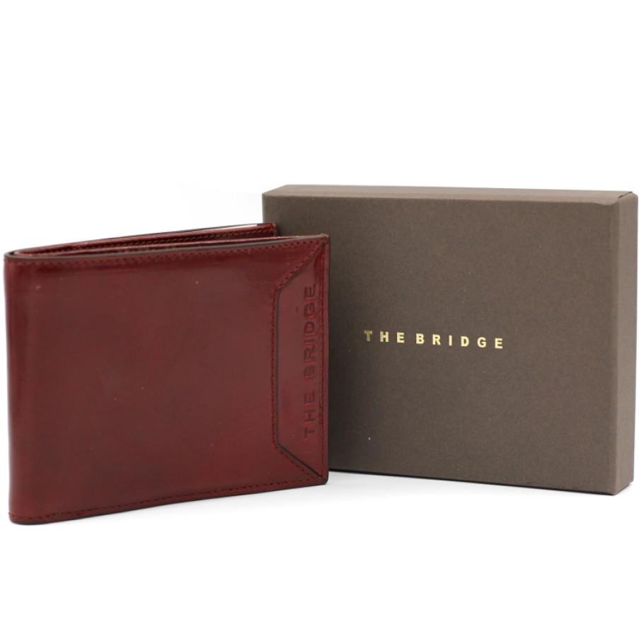 Mens Accessories THE BRIDGE | The Bridge Men'S Elegant Burgundy Leather Wallet 01533901