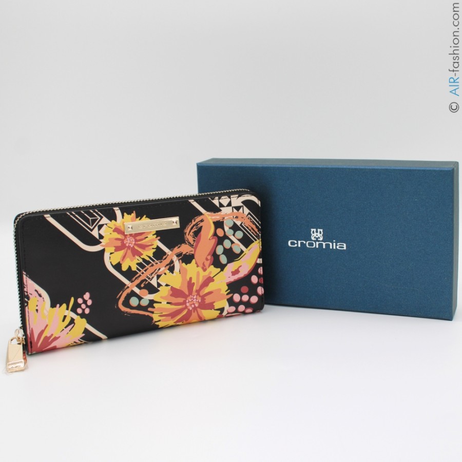 Ladies Accessories Cromia | Cromia Multi-Pocket Wallet Of Leather With Floral Pattern, Made In Italy 2641301