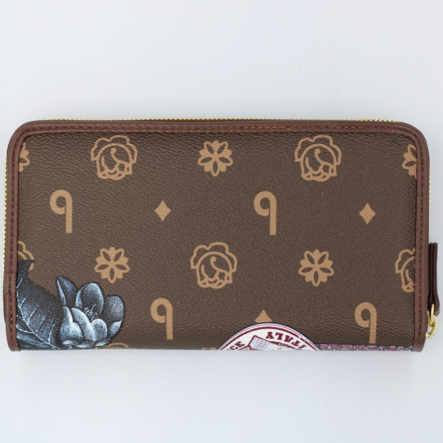 Ladies Accessories Braccialini | Braccialini Women'S Zip Around Wallet, Brown With Applique, Theme: Tourist Attractions Of Florence B16294_126-Ca