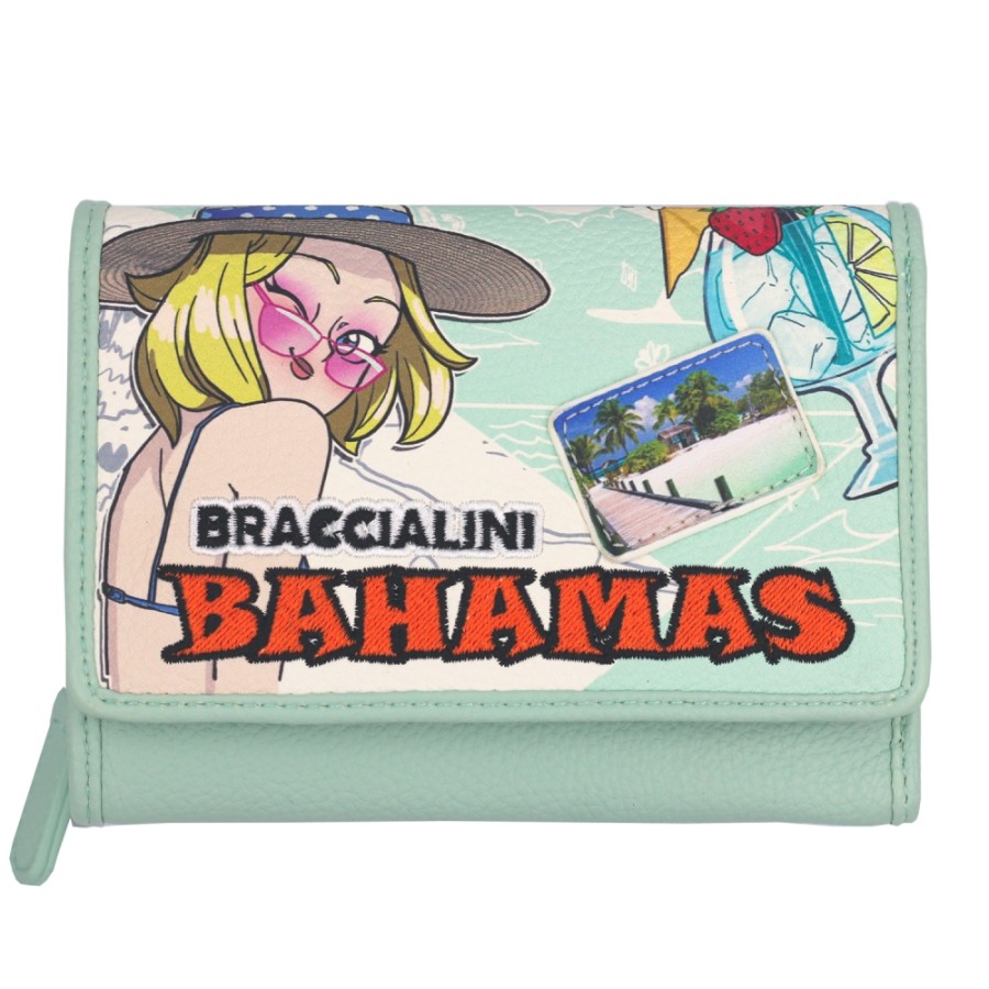 Ladies Accessories Braccialini | Braccialini Cartoline Turquoise Flap Wallet, Bahamas B17092-Ca-818-Uni