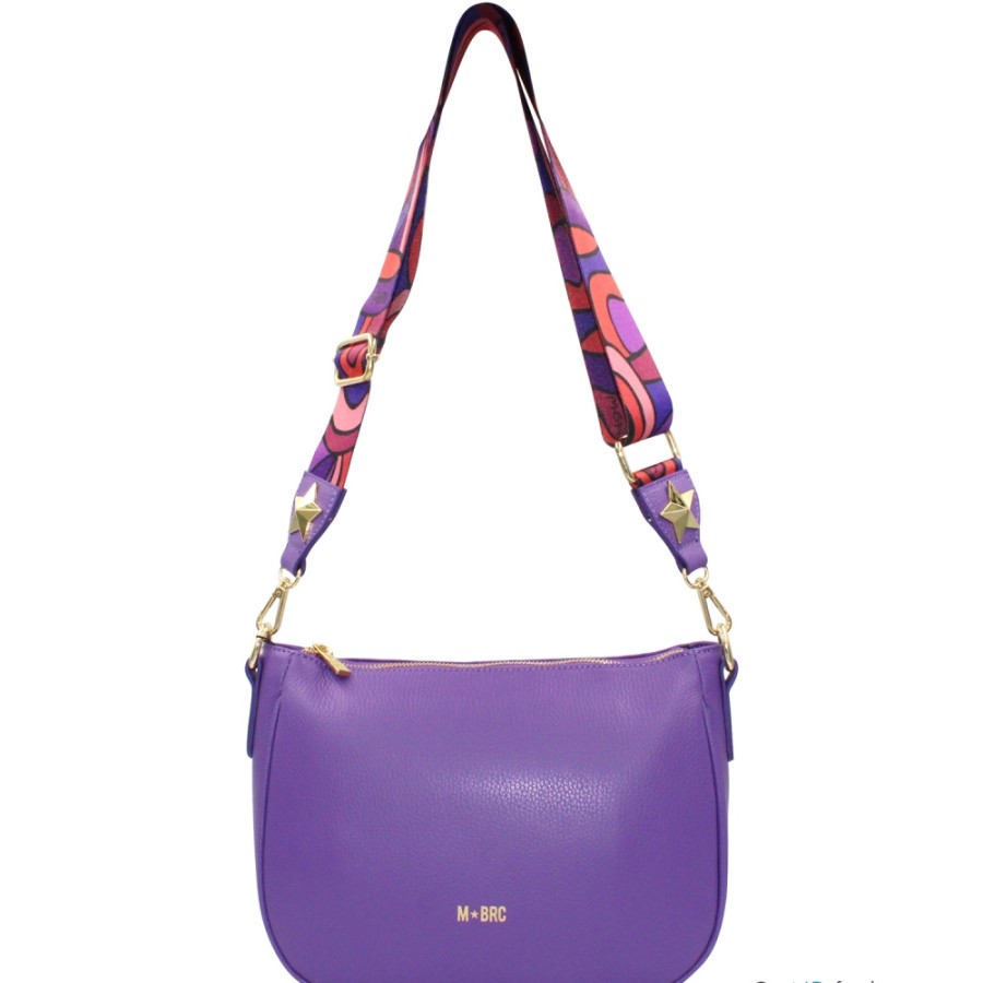 Ladies Bags M*BRC | M*Brc Purple Leather Shoulder Bag, Made In Italy F103