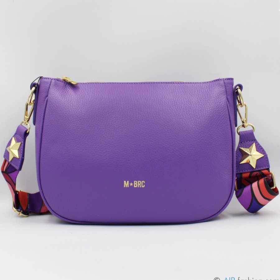 Ladies Bags M*BRC | M*Brc Purple Leather Shoulder Bag, Made In Italy F103