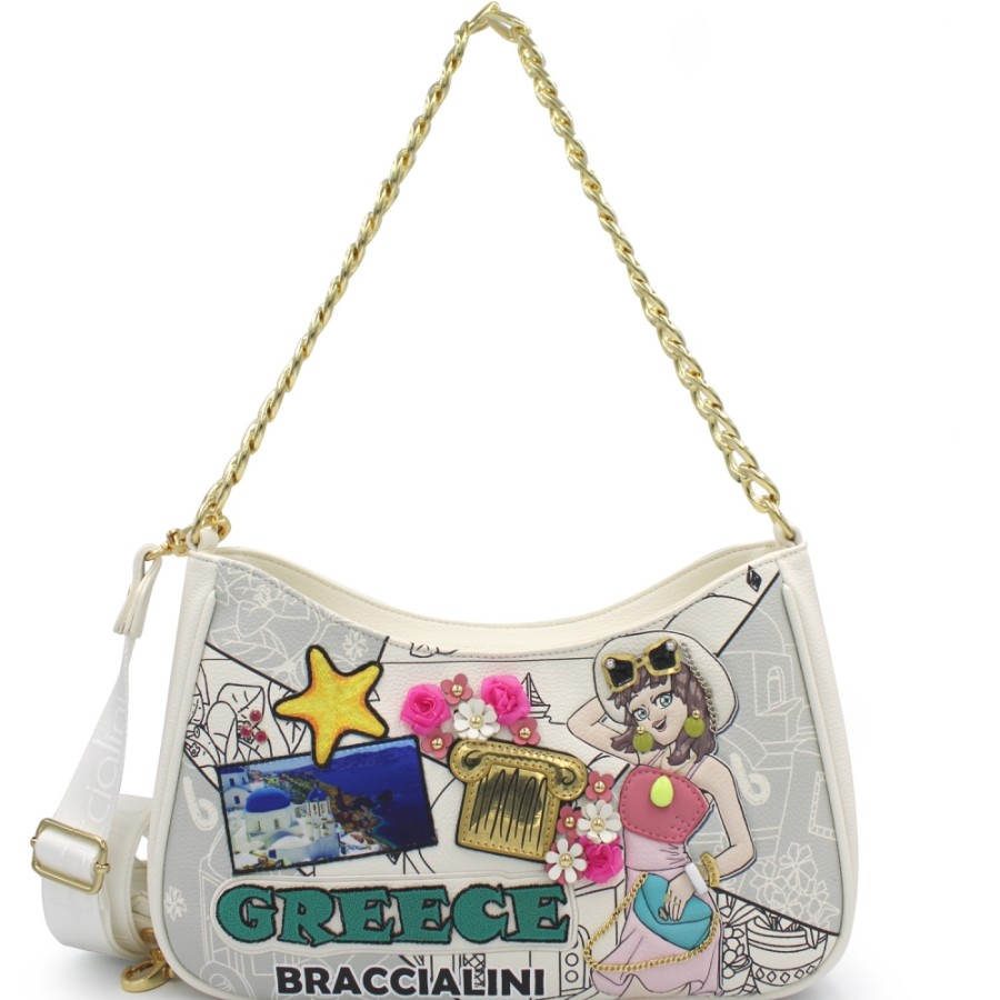 Ladies Bags Braccialini | Braccialini Cartoline Shoulder Bag, Greece B17085-Yy