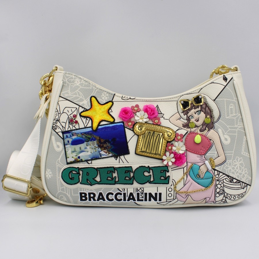 Ladies Bags Braccialini | Braccialini Cartoline Shoulder Bag, Greece B17085-Yy