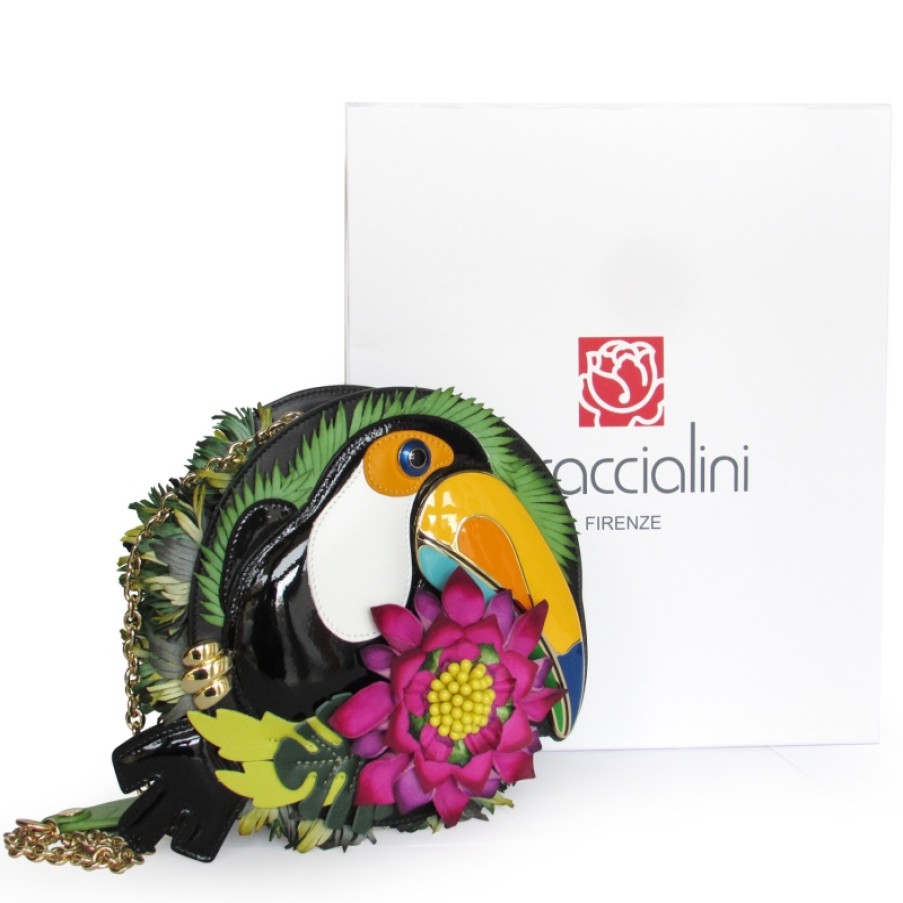 Ladies Bags Braccialini | Braccialini Temi Designer Luxury Toucan Round Bag With Chain Strap B12280