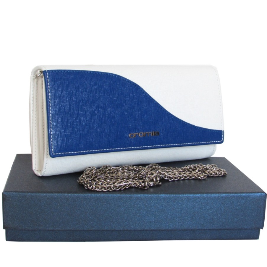 Ladies Bags CROMIA | Cromia White And Blue Leather Purse Wallet Made In Italy 2650522-2543