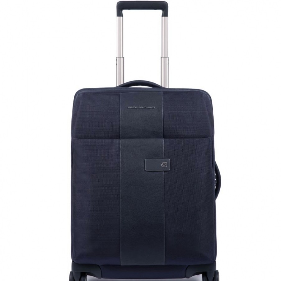 Luggage: Travel Bags And Suitcases Piquadro | Piquadro Blue Nylon Trolley Suitcase On 4 Wheels - Hand Luggage Bv4731Br/Blu