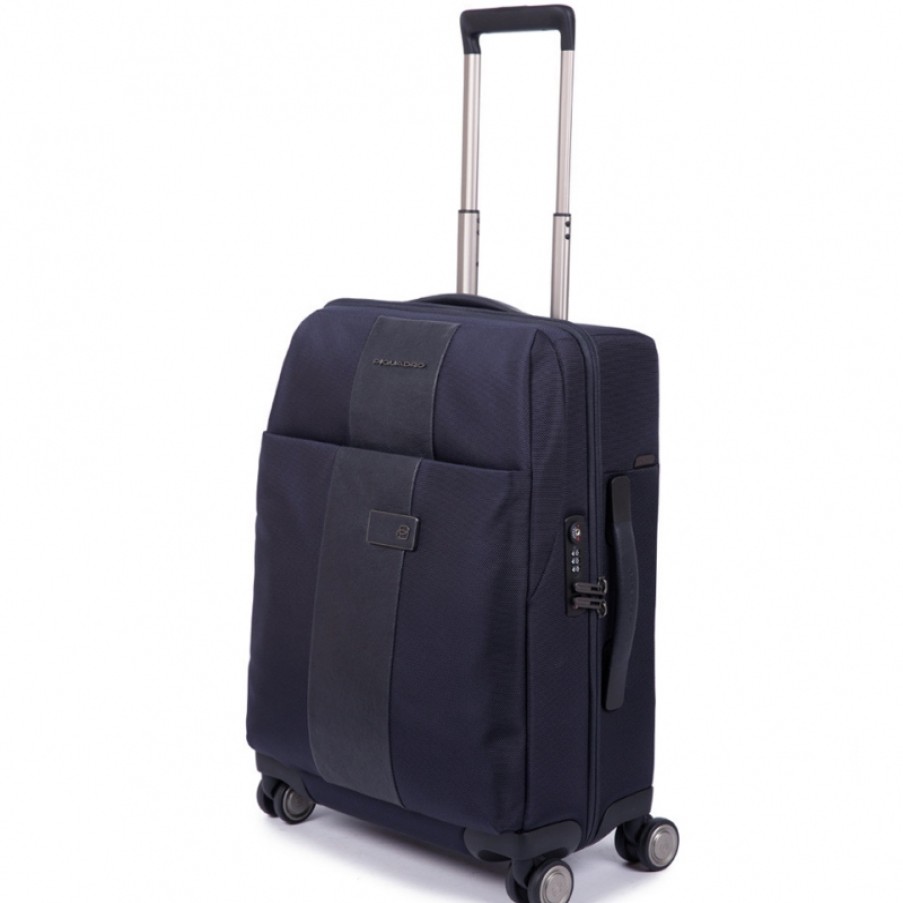 Luggage: Travel Bags And Suitcases Piquadro | Piquadro Blue Nylon Trolley Suitcase On 4 Wheels - Hand Luggage Bv4731Br/Blu