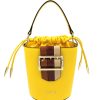 Ladies Bags Cromia | Cromia Yellow Leather Mini Bucket Bag With Buckle 8051978055785