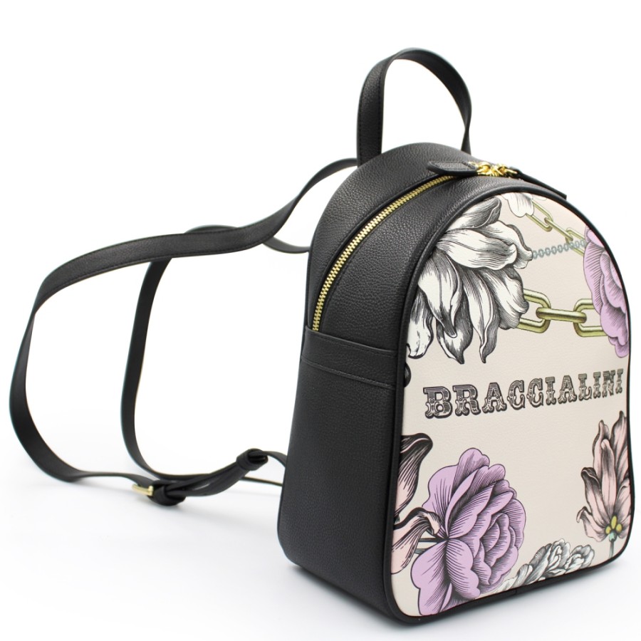 Ladies Bags Braccialini | Braccialini Small Backpack With Roses Print, Powder Pink Color B14304