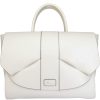 Ladies Bags Blumarine | Blumarine Elegant Cream-White Leather Satchel Bag With Ruches B81Pwb350052010