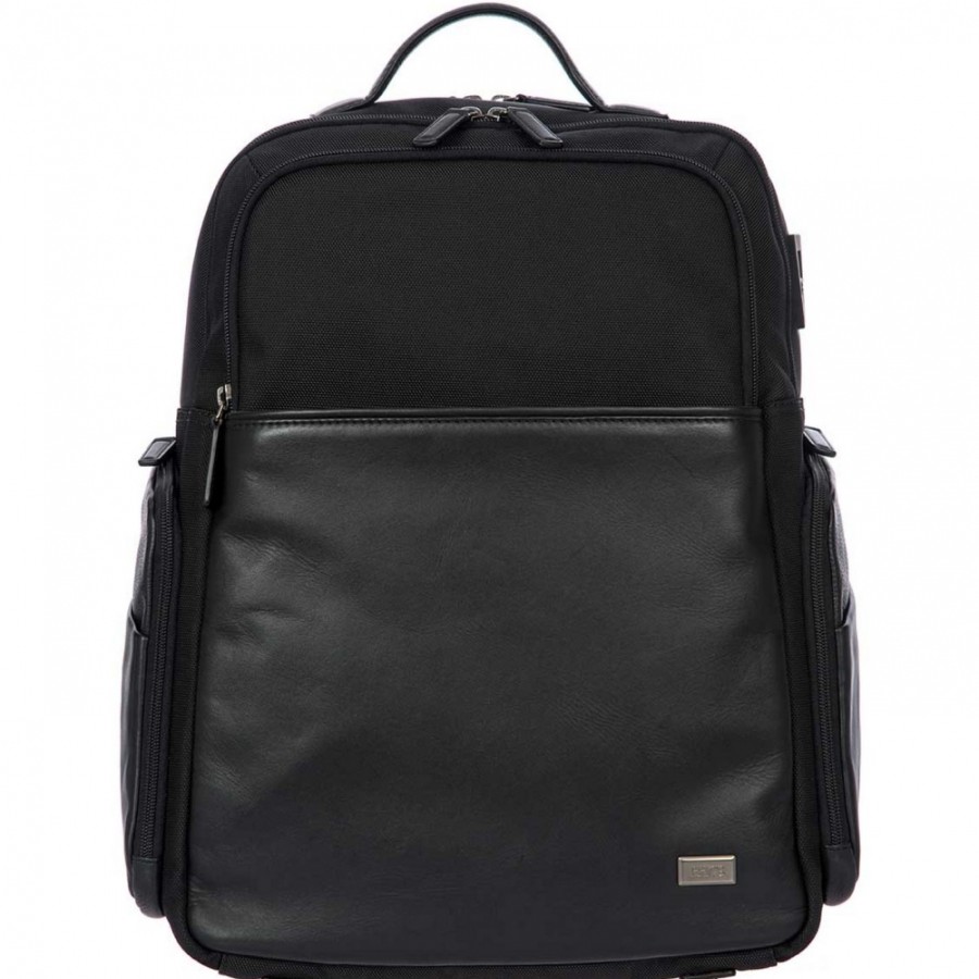 Mens Bags BRIC'S | Bric'S Men'S Large Backpack Of Black Leather And Nylon, With Usb Slot Br207701.909