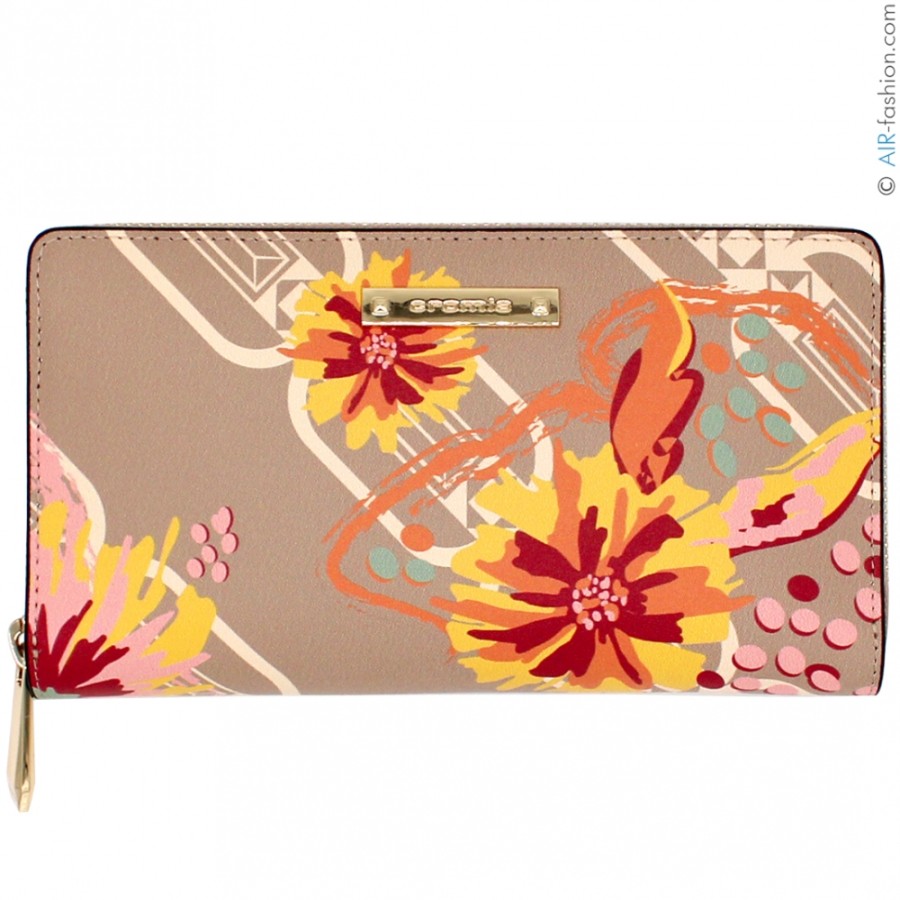 Ladies Accessories Cromia | Cromia Multi-Pocket Wallet Of Beige Leather With Floral Pattern, Made In Italy 2641301_Te