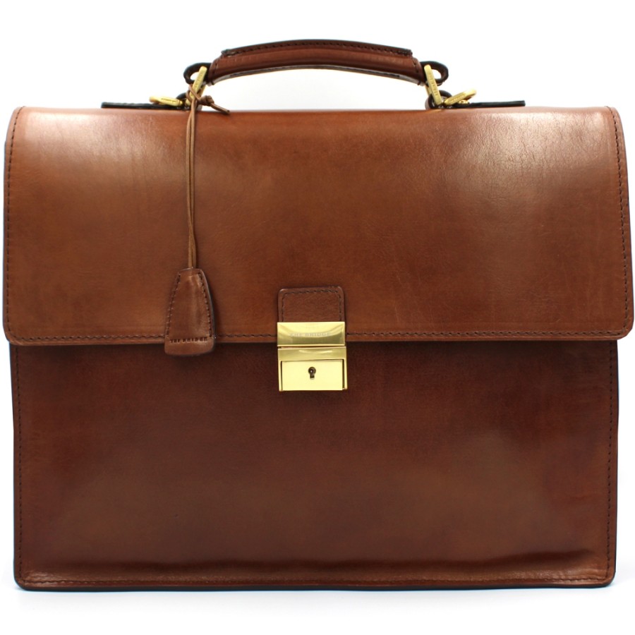 Vintage-Style Bags And Accessories THE BRIDGE | The Bridge Classic Vintage Men'S Briefcase Of Vegetable Tanned Tuscan Leather 06252701L