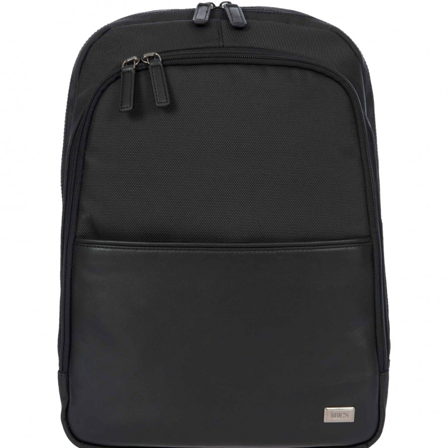 Mens Bags BRIC'S | Bric'S Men'S Medium Black Leather & Nylon Backpack Br207714.909