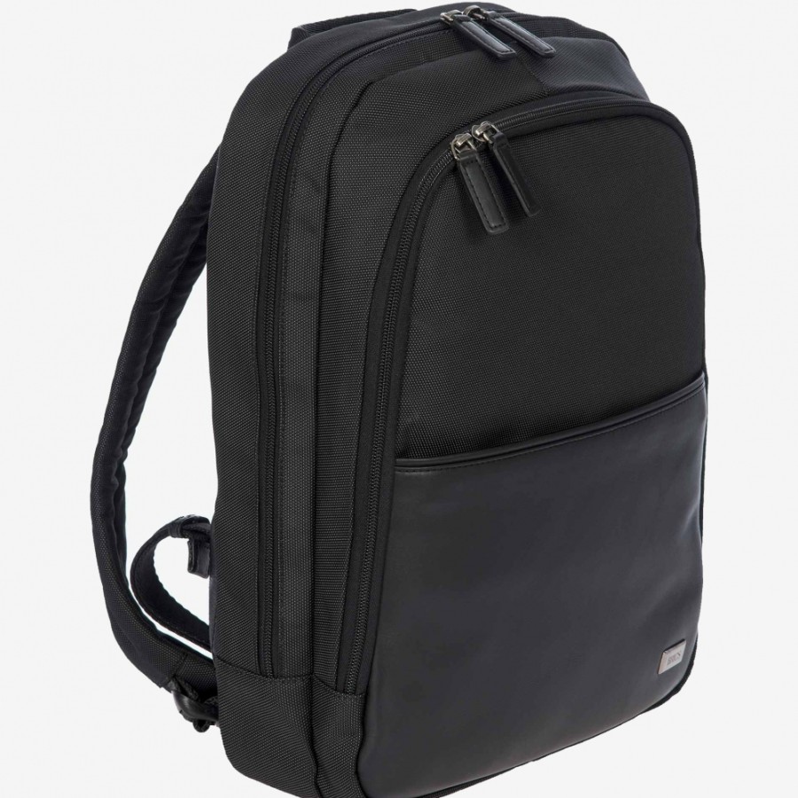 Mens Bags BRIC'S | Bric'S Men'S Medium Black Leather & Nylon Backpack Br207714.909