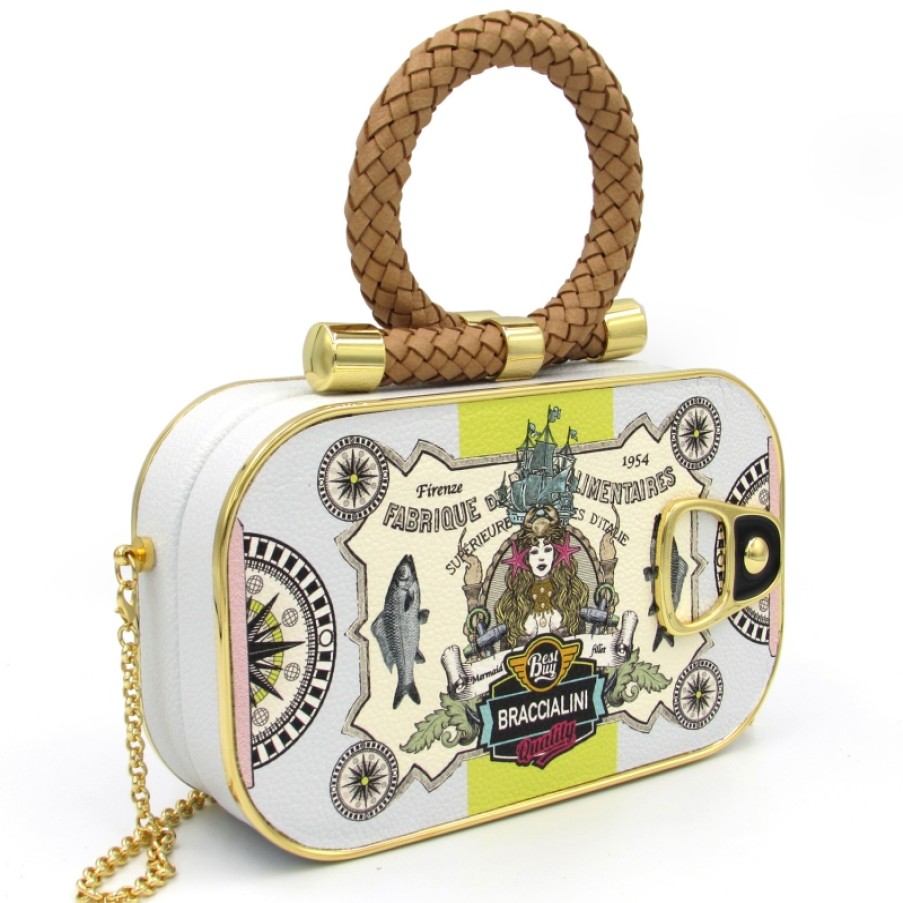 Ladies Bags Braccialini | Braccialini Temi Artistic Handbag In Pop Art Style In The Form Of Tin Can With Sardines B13172