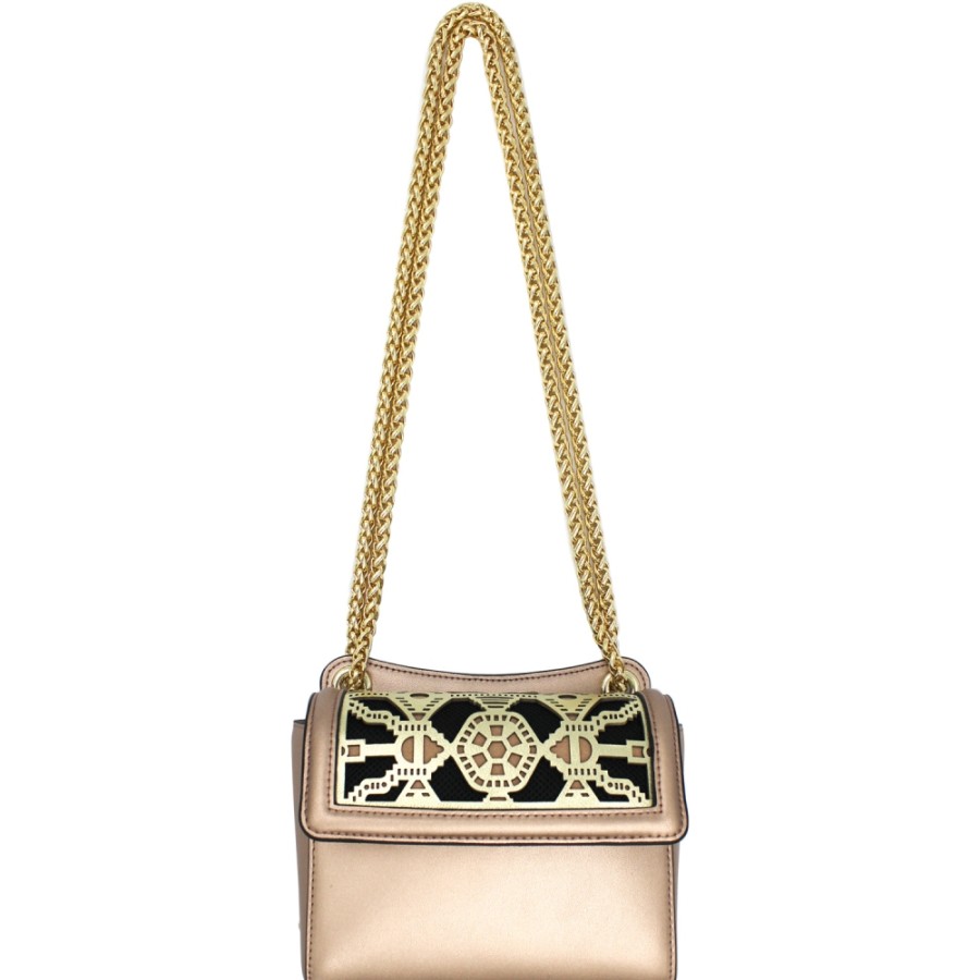 Ladies Bags Cromia | Cromia Bronze Leather Mini Bag With Chain Handles 8051978053613