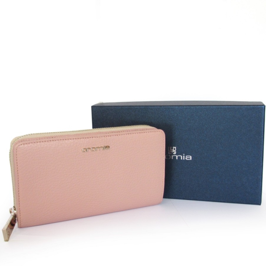 Ladies Accessories CROMIA | Cromia Women'S Pink Leather Wallet Made In Italy 2630556