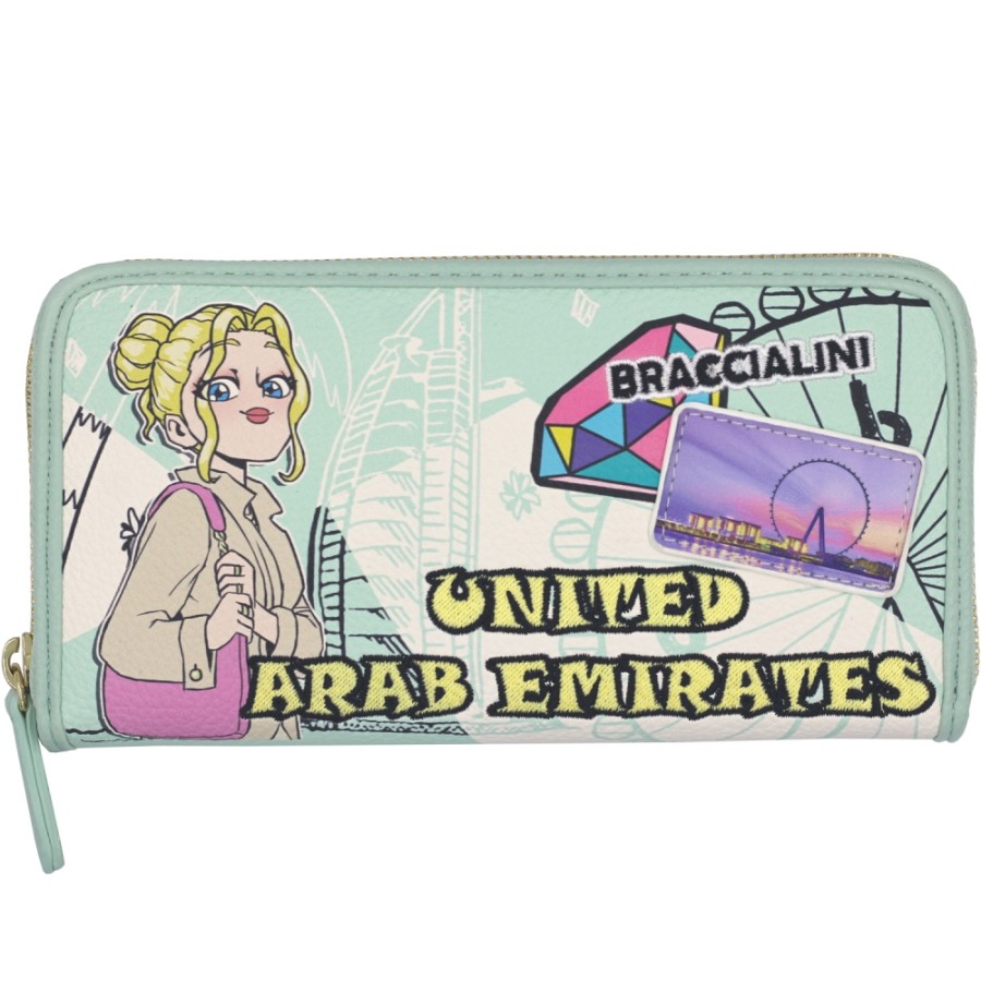 Ladies Accessories Braccialini | Braccialini Cartoline Zip-Around Wallet, Dubai B17089-126-Ca