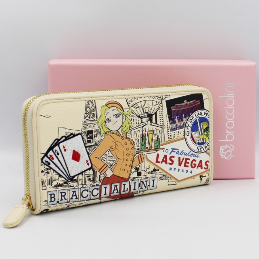 Ladies Accessories Braccialini | Braccialini Postcards Zip Around Wallet, Casino In Las Vegas Themed B17378_126-Ca-818-Uni