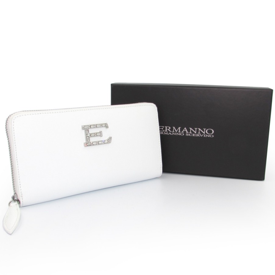 Ladies Accessories ERMANNO Ermanno Scervino | Ermanno Ermanno Scervino Women'S Elegant White Leather Wallet Made In Italy 12600086Bia