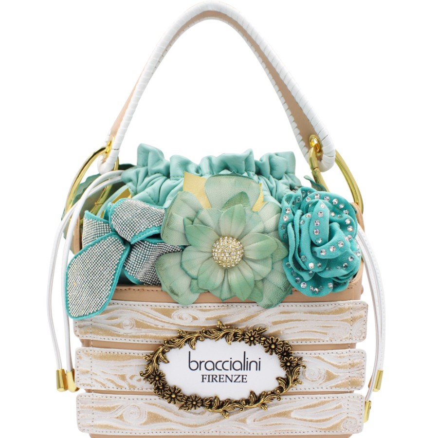 Ladies Bags Braccialini | Braccialini Temi Bucket Bag In The Shape Of A Basket Of Flowers, Made In Italy B16601