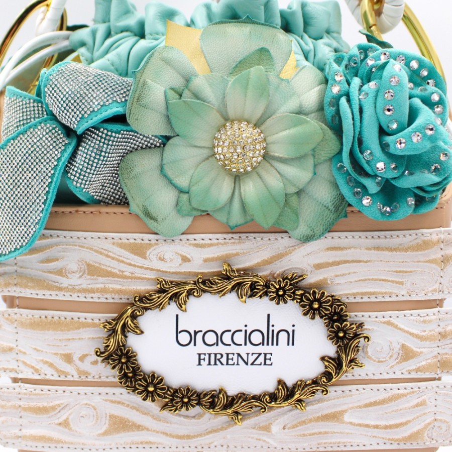 Ladies Bags Braccialini | Braccialini Temi Bucket Bag In The Shape Of A Basket Of Flowers, Made In Italy B16601