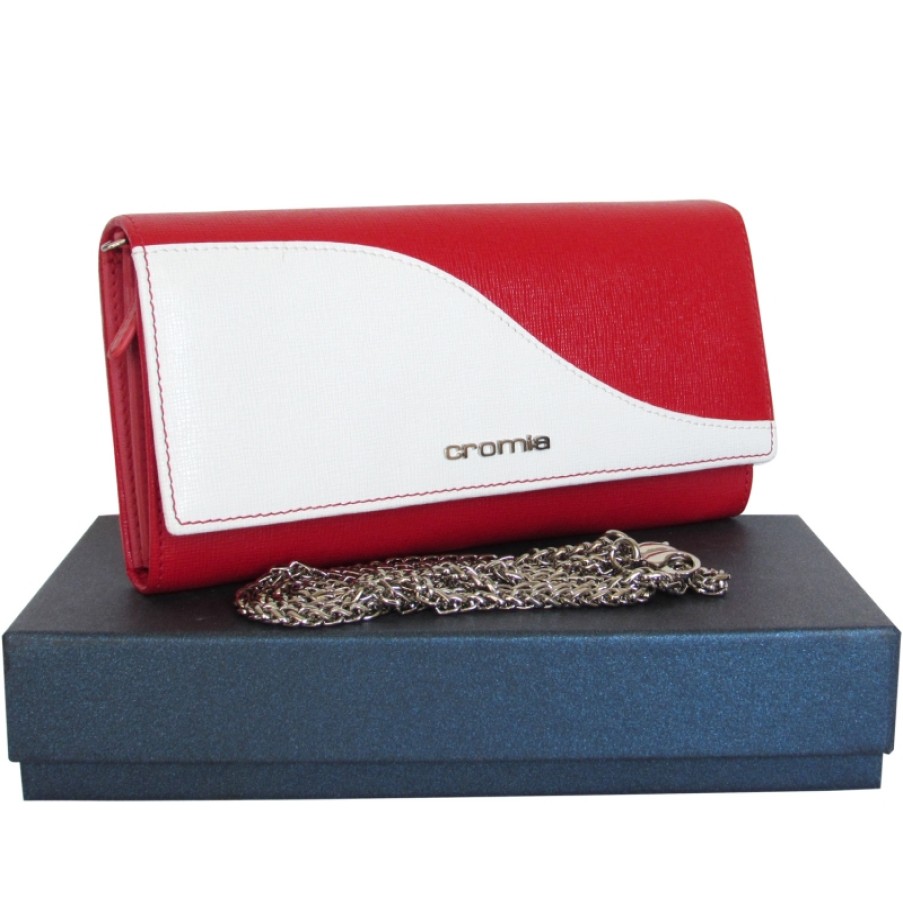 Ladies Bags CROMIA | Cromia White And Red Leather Purse Wallet Made In Italy 2650522