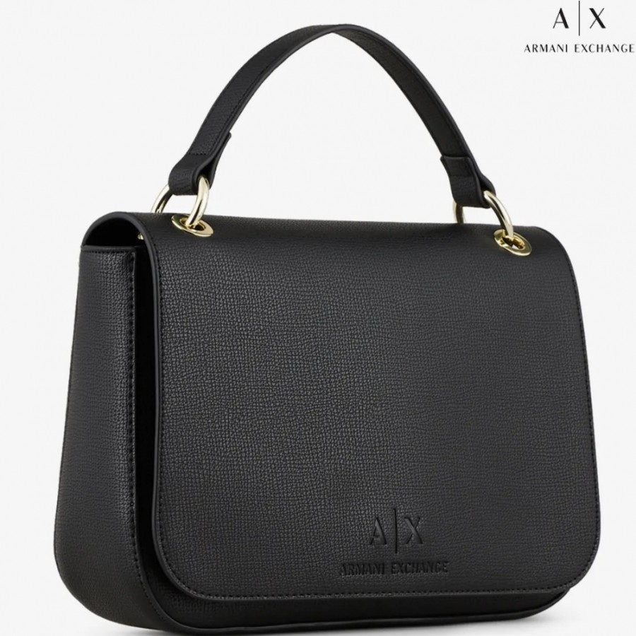 Ladies Bags Armani Exchange | Armani Exchange Fashion Black Flap Handbag 9427361A70200020