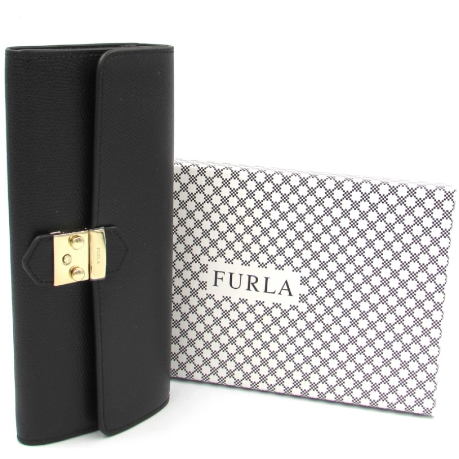 Ladies Accessories FURLA | Furla Metropolis Black Leather Long Wallet 0978737