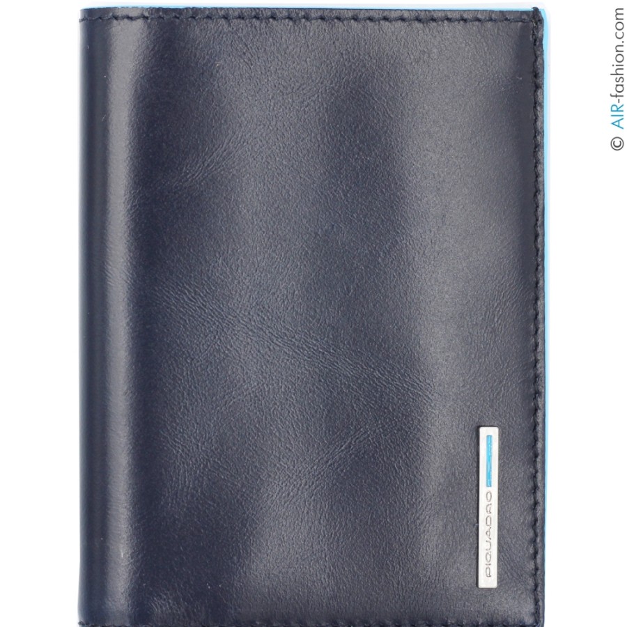 Mens Accessories PIQUADRO | Piquadro Men'S Vertical Wallet Of Blue Leather, For Credit Cards And Banknotes Pu1393B2/Blu2