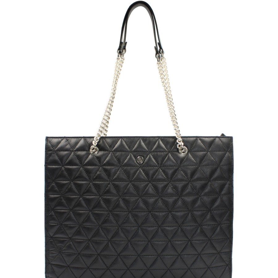 Ladies Bags ANNA VIRGILI | Anna Virgili Fashion Shoulder Bag Of Black Quilted Leather Handles With Chains Acwhelilpil