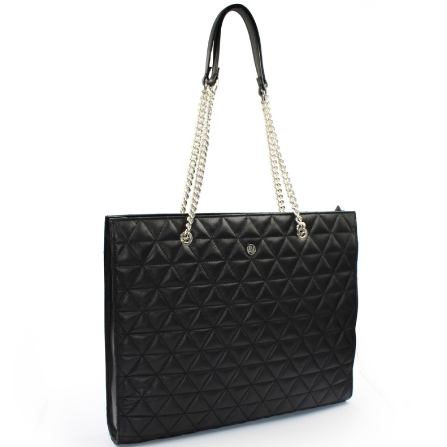 Ladies Bags ANNA VIRGILI | Anna Virgili Fashion Shoulder Bag Of Black Quilted Leather Handles With Chains Acwhelilpil