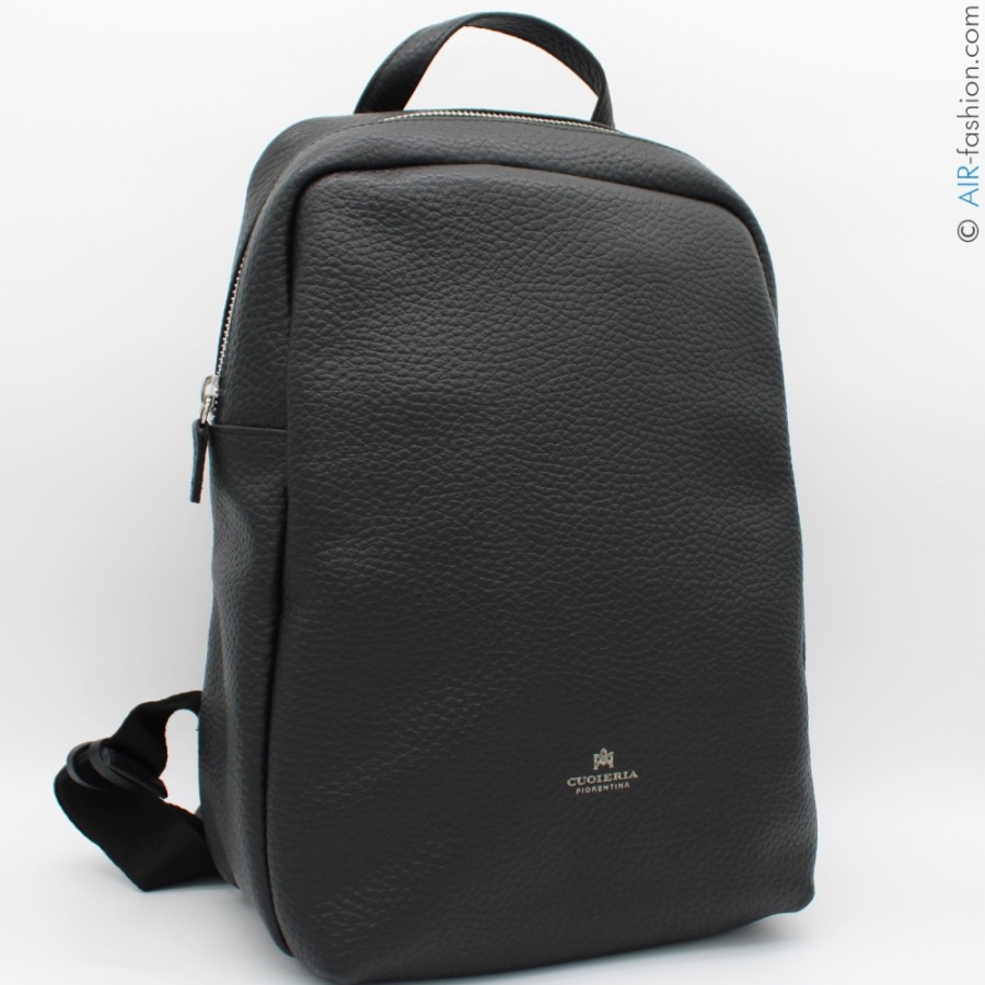 Mens Bags Cuoieria Fiorentina | Cuoieria Fiorentina Men'S Black Leather Backpack, Made In Italy B000005852009