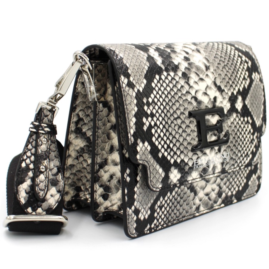 Ladies Bags ERMANNO Ermanno Scervino | Ermanno Ermanno Scervino Designer Small Shoulder Flap Bag Of Leather With Grey Python Pattern 12400784